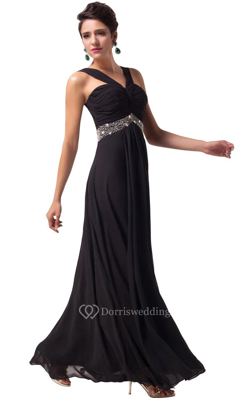 Sexy Sleeveless Chifofn Dress With Beaded Waist view 3