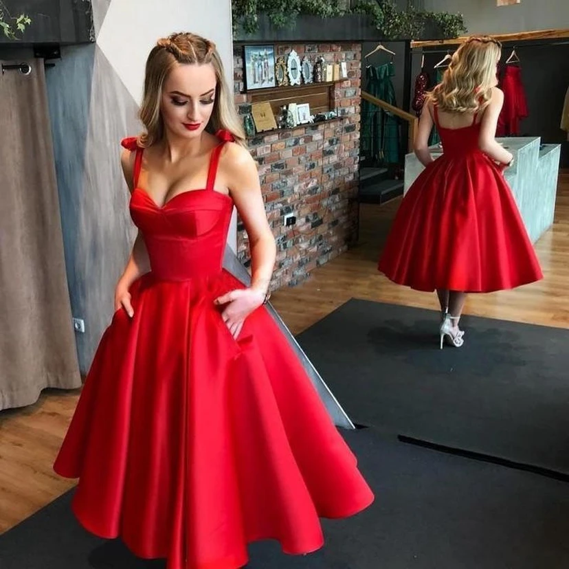 Rotes Vintage-Cocktailkleid aus den 1950er Jahren | Pin-up-Rockabilly-Kleid in Teelänge view 3
