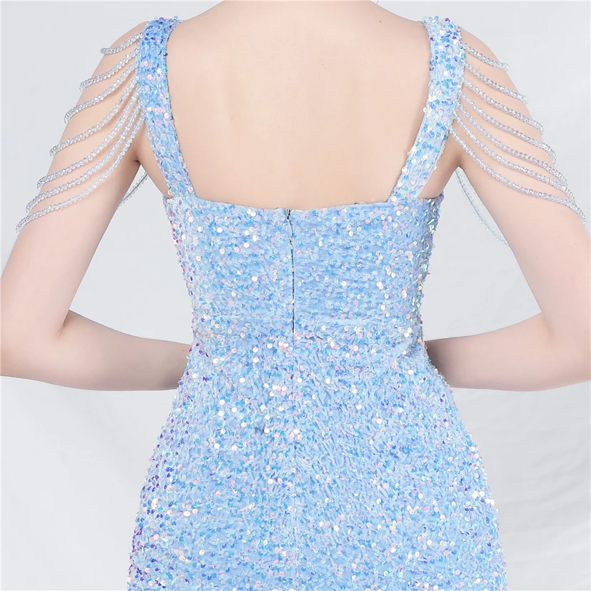 Craft Sequined Velvet Bottom Imitation Handmade Fantasy Sequin Evening Dress Daily Mini Dress view 57