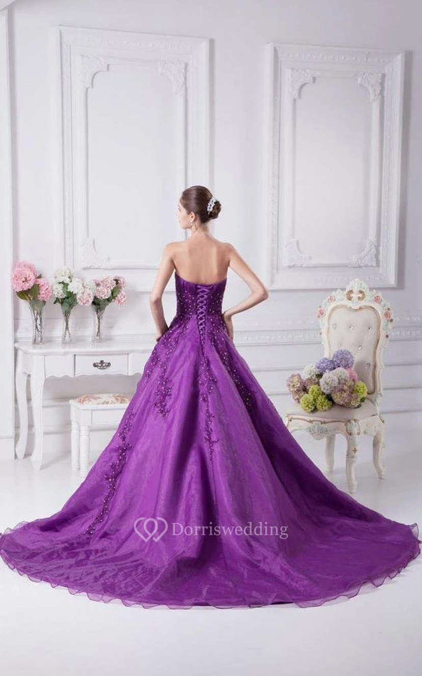 Sweetheart Ballgown With Sequins and Pleats view 3