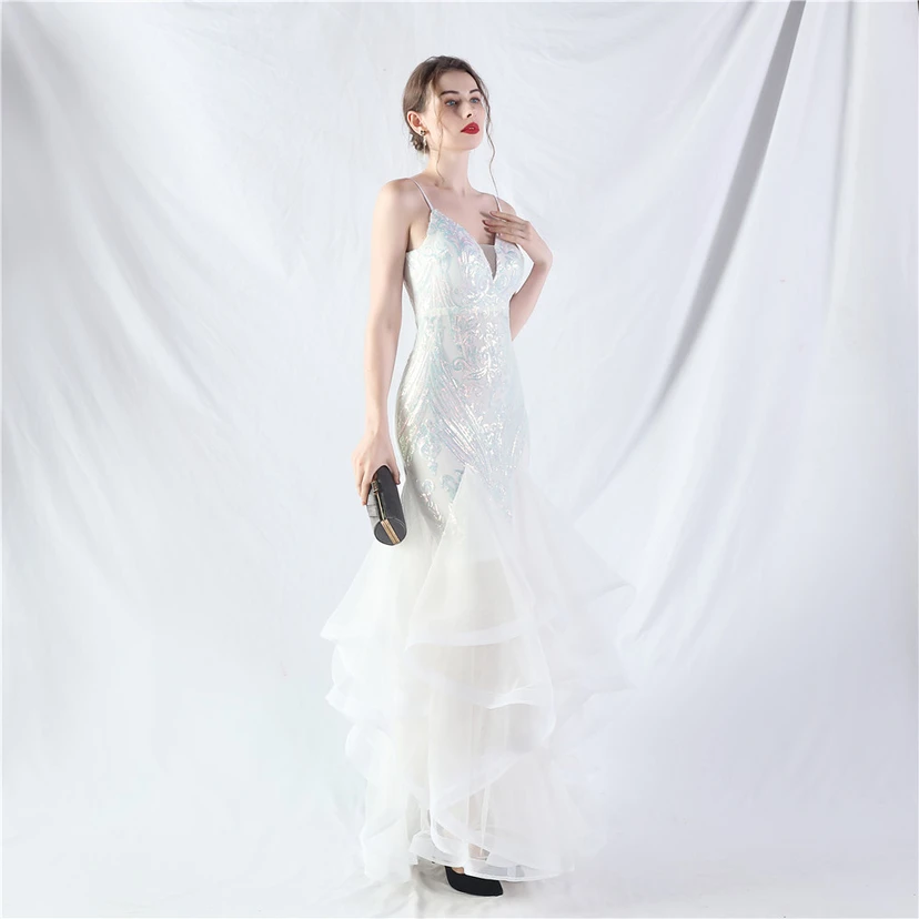 Vestido de actuación para celebración de baile caliente con cuentas de flores y posicionamiento de red rígida. view 67