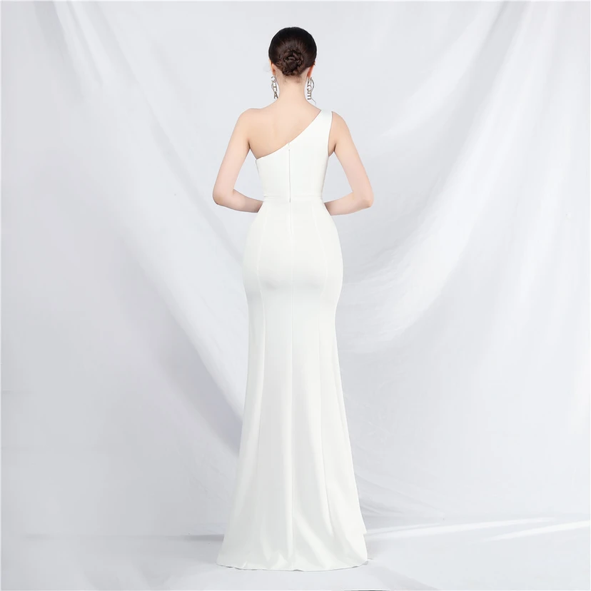 Unique Fashion Flower Design Simple And Elegant One-Shoulder Long Dress High-End Evening Dress view 69