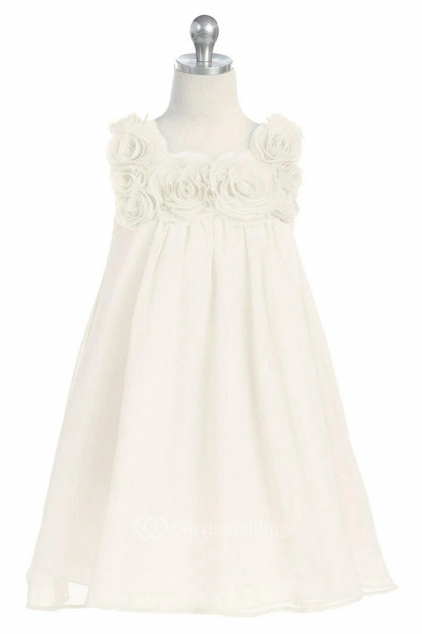 Knee-Length Sleeveless Chiffon Flower Girl Dress