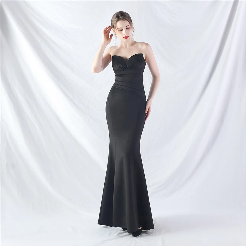 Craft Dress Sexy Off-Shoulder Wrapped Chest Satin Evening Dress view 50