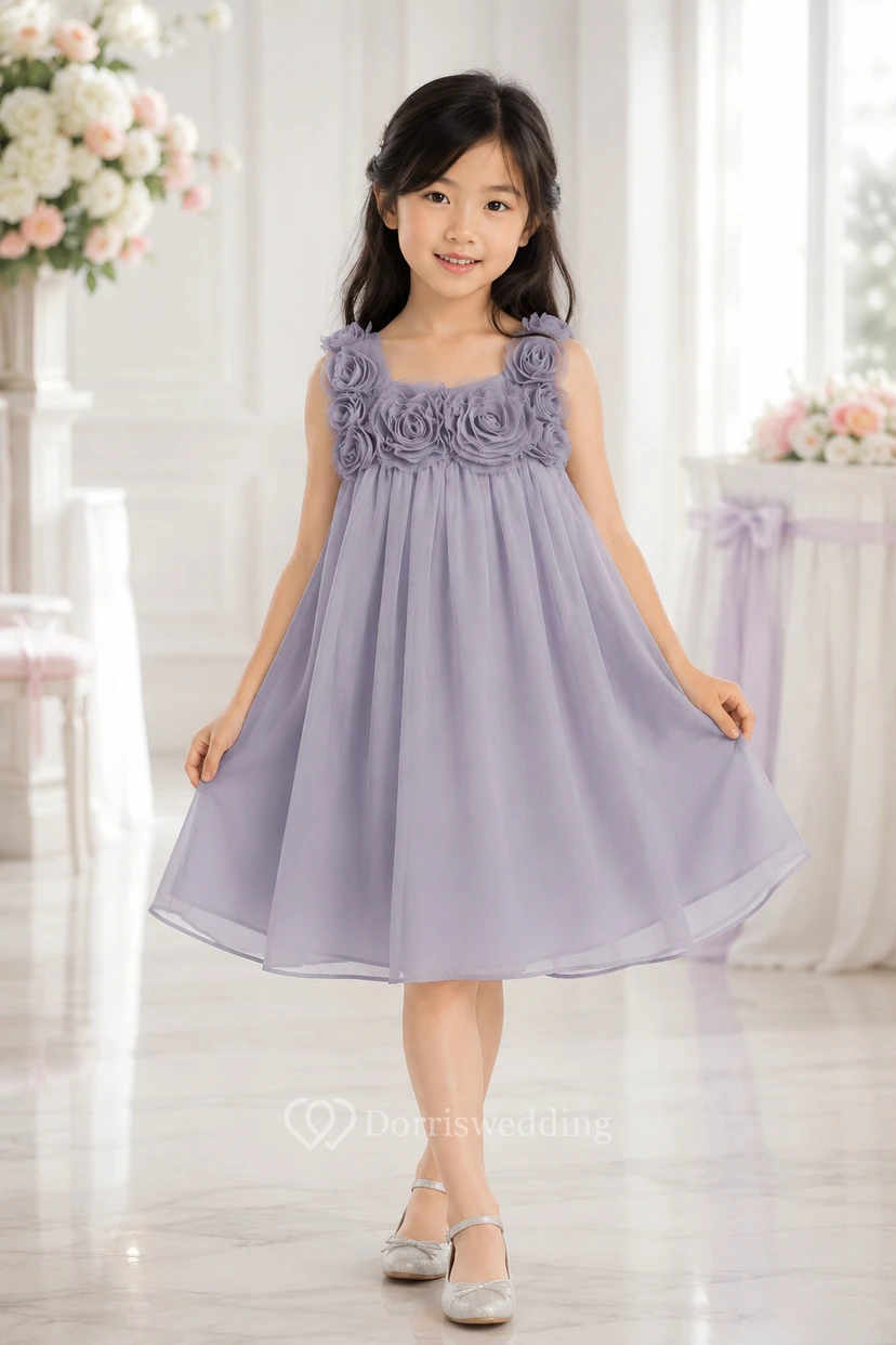 Knee-Length Sleeveless Chiffon Flower Girl Dress view 6