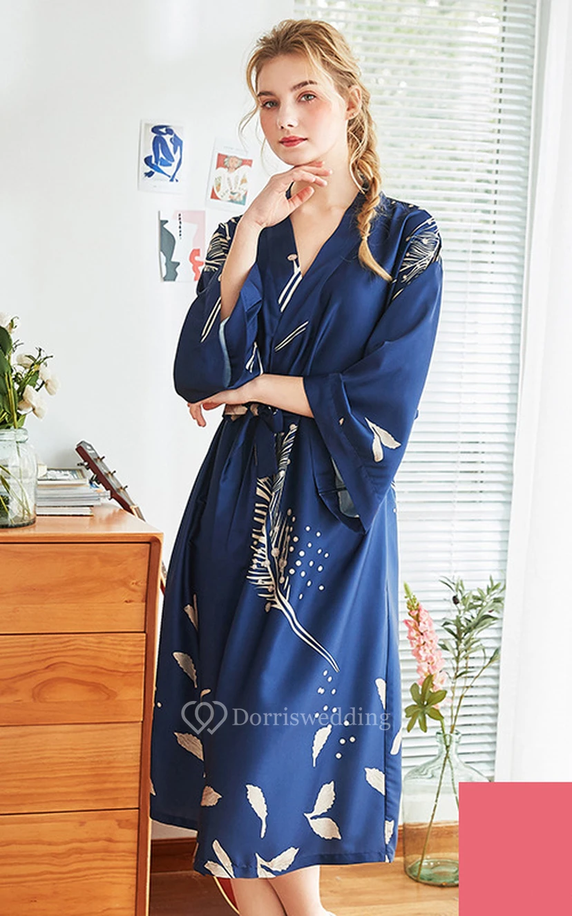Plus Size Floral Bride Bridesmaid Long Robe view 2