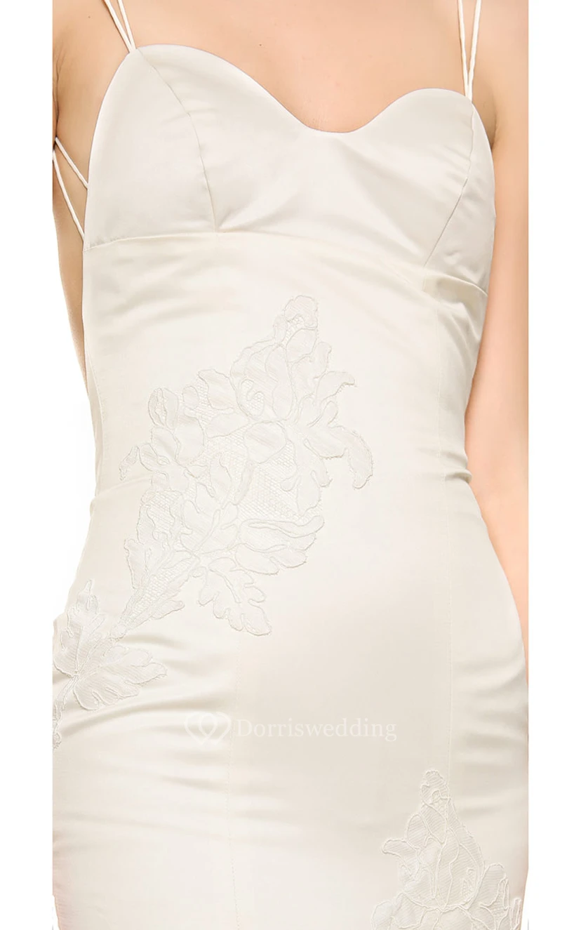 Long Trumpet Organza Dress With Backless Style and Spaghette Straps view 4