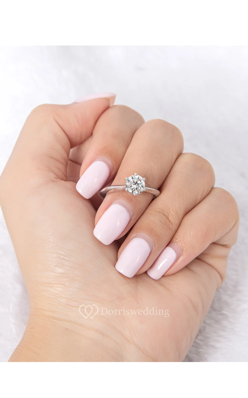 Alliances solitaires rondes en argent 925 view 8