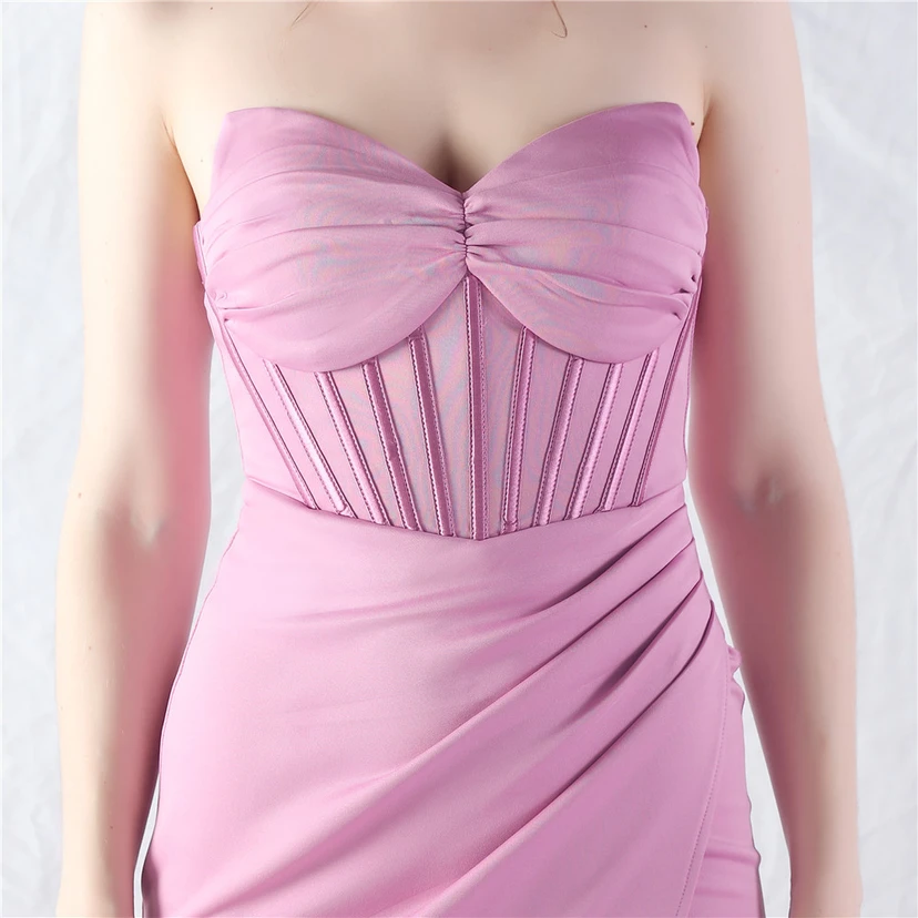 Vestido de noche de satén de alta gama con cola vertical pequeña y chaleco de espina de pescado de estilo palacio, de gran resistencia y cintura ajustada. view 17