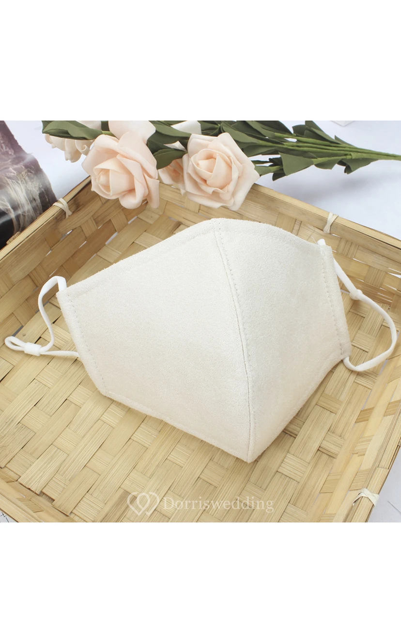 Non-medicial Faux Suede Pure Color Thick Cotton Washable Face Mask In 5 Colors view 8