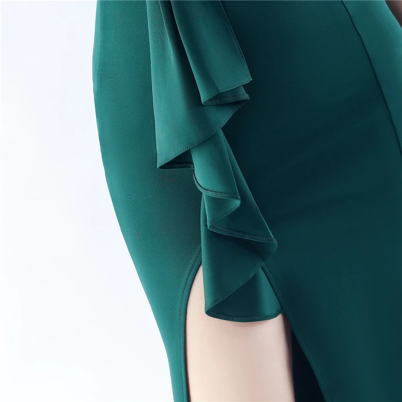 Klassisches langes Abendkleid aus Satin mit One-Shoulder-Ausschnitt view 36