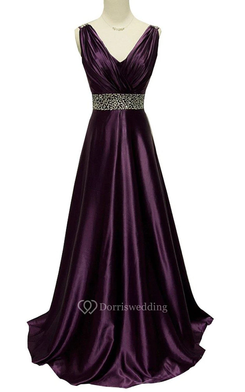 Sleeveless A-line Long Dress With Pleats and Sequins view 3