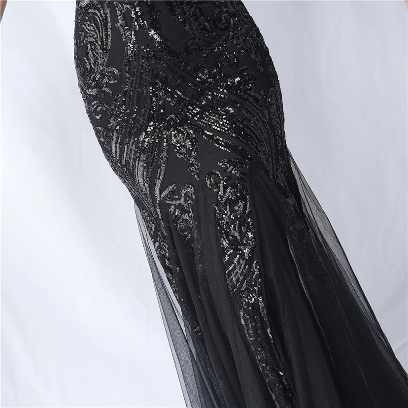 Positionierung Blumenschnitt Netz Pailletten Hochzeitsdinner Toast Party Abendkleid view 36