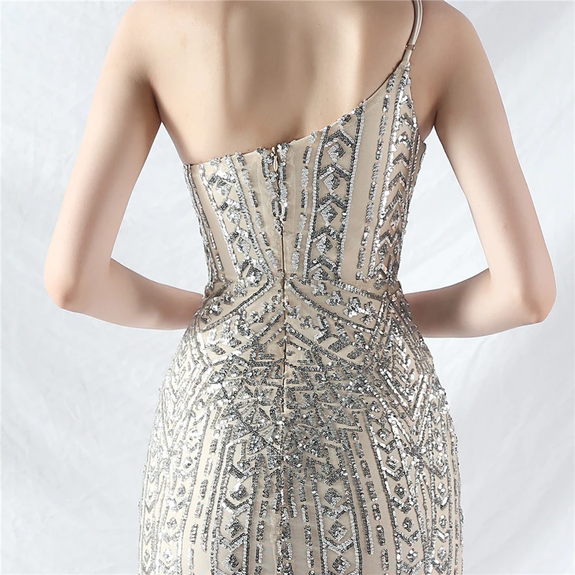 Crafted Beaded Positioning Flower Beads Splicing Mesh Gauze High-End Evening Dress view 93