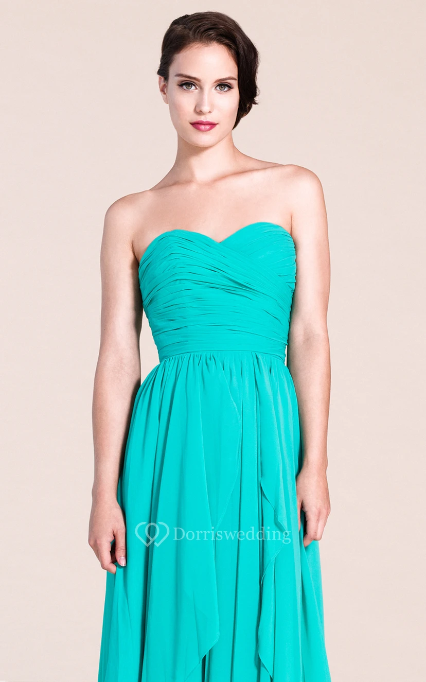 Sweetheart Layered Chiffon Dress With Pleats view 4