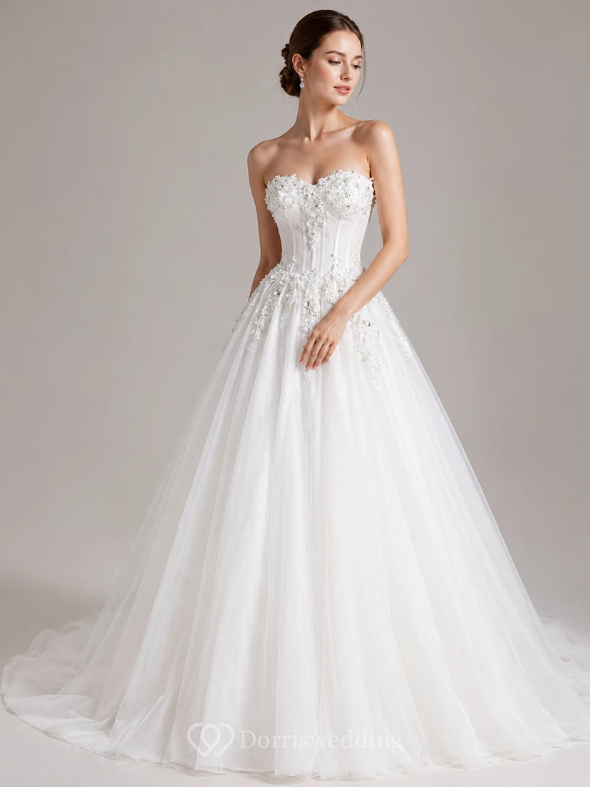 Luxuriöses, marineblaues, trägerloses Ballkleid mit Spitzenapplikationen für formelle Anlässe wie Abschlussball oder Gala view 11