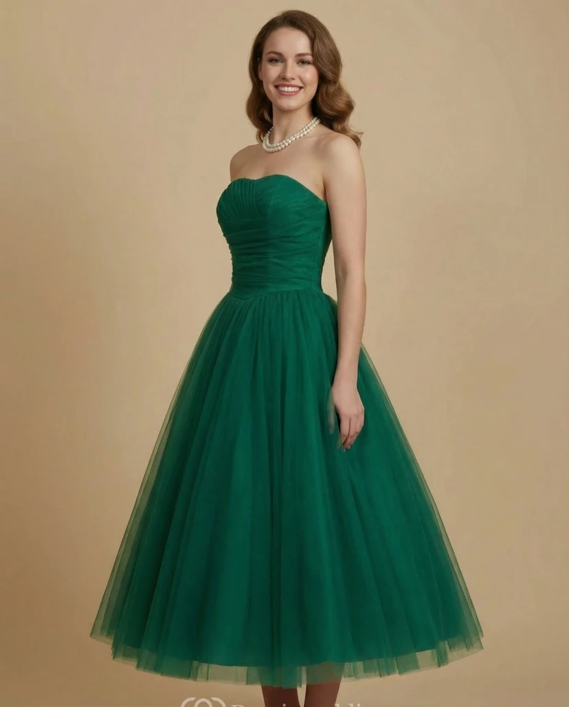 Classic Strapless Tulle Evening Gown view 3