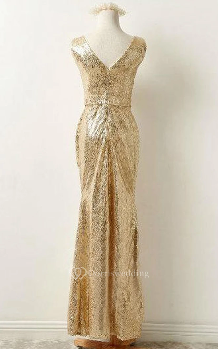 Gold Sparkle Formal Women Sequins Mother Dress for Wedding view 2
