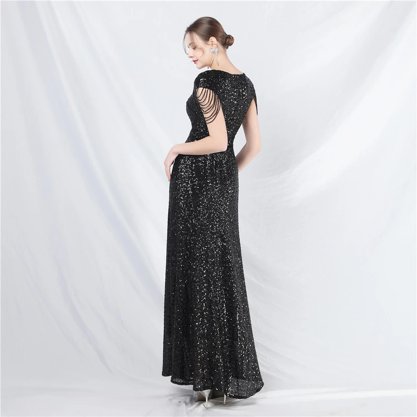 A-Line Big Swing Dress Craft Sequined Long A-Line Evening Dress view 38