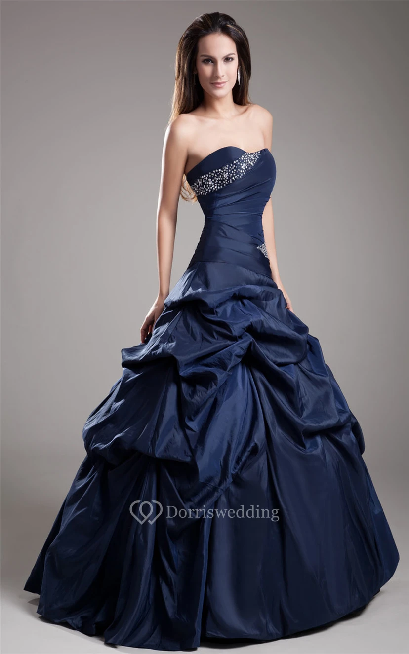 A-Line Taffeta Ball Gown With Ruching and Beading view 3