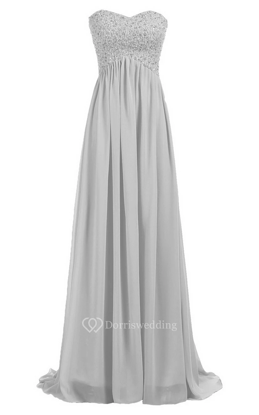 Sweetheart Empire Long Gown With Sequined Bodice