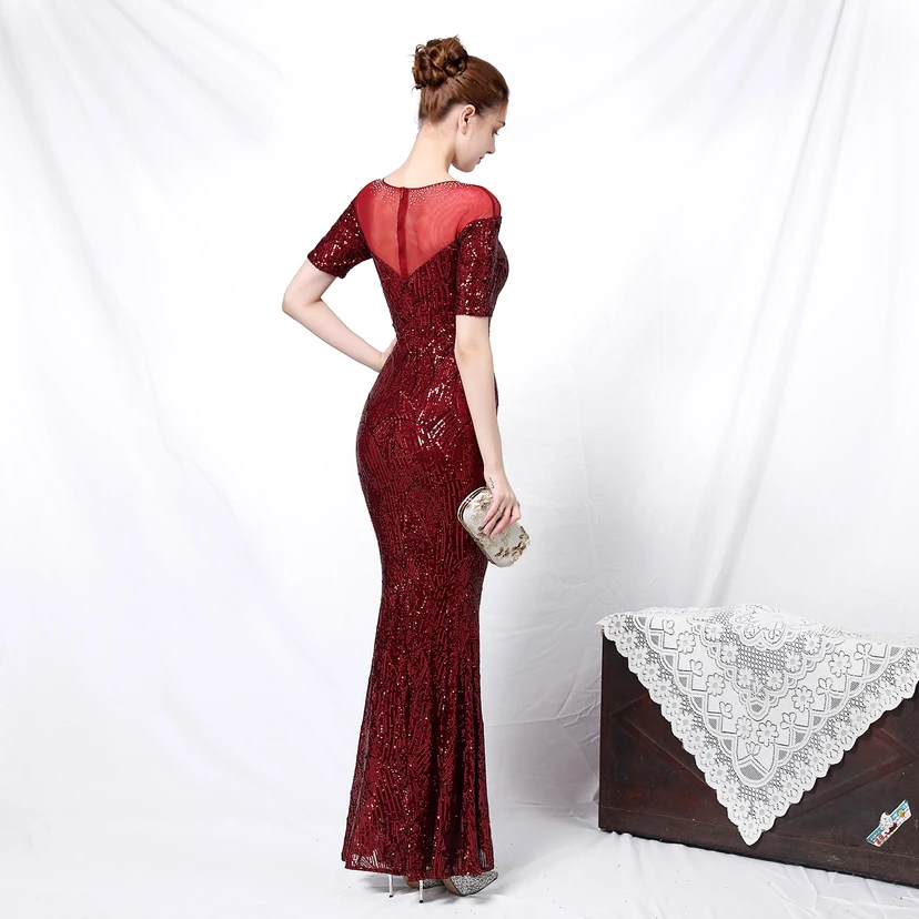 Elegantes, langärmeliges Paillettenkleid im Meerjungfrauenstil mit Meerjungfrauenschnitt – ein echter Hingucker! view 15