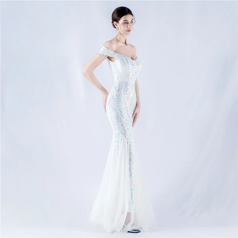 Craft Beading Mesh Sequins Evening Dress Annual Meeting Performance Host view 40