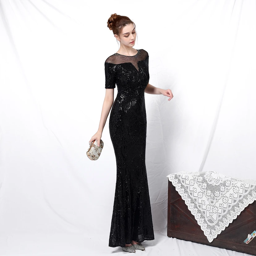 Elegantes, langärmeliges Paillettenkleid im Meerjungfrauenstil mit Meerjungfrauenschnitt – ein echter Hingucker! view 28
