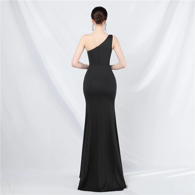 Unique Fashion Flower Design Simple And Elegant One-Shoulder Long Dress High-End Evening Dress view 51