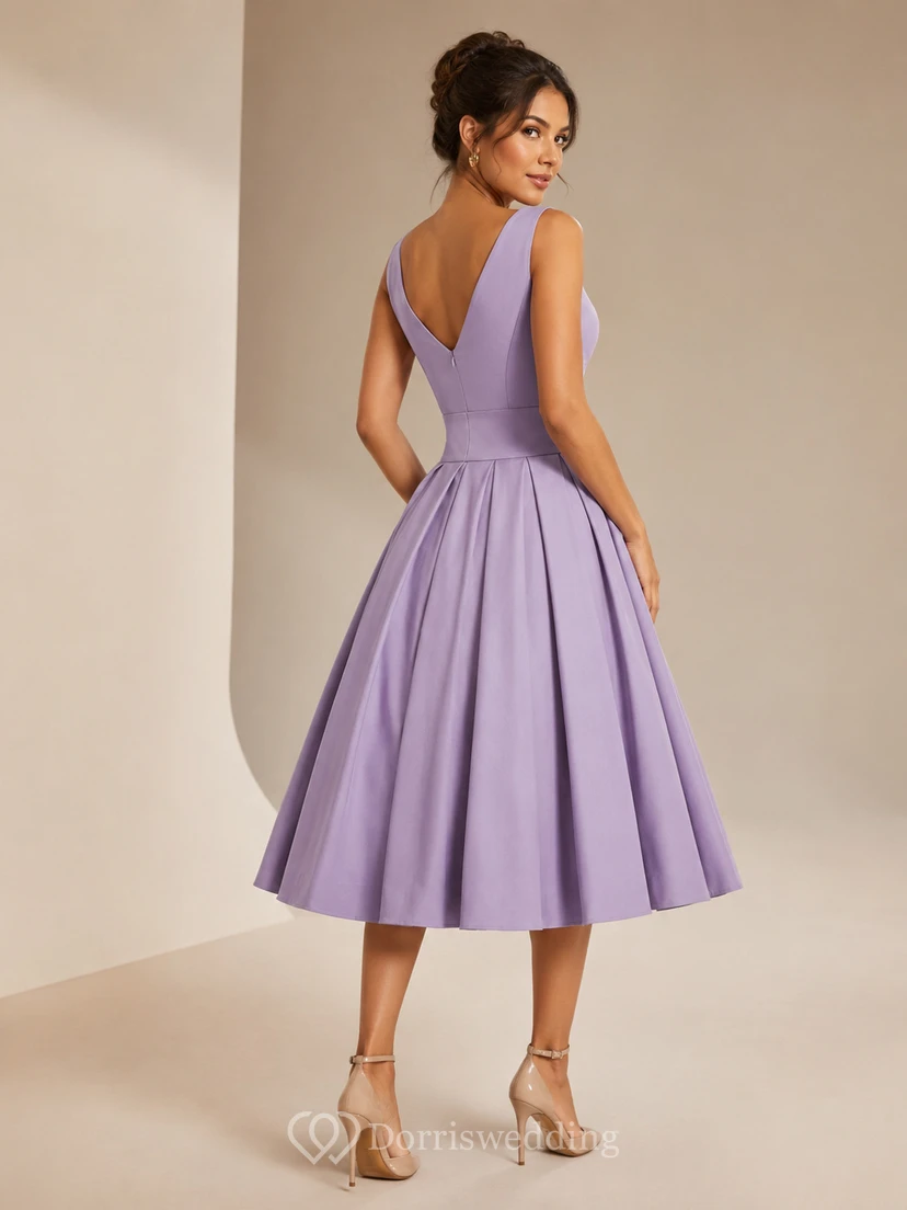 Robe trapèze sans manches arrivant au genou, à plis view 7