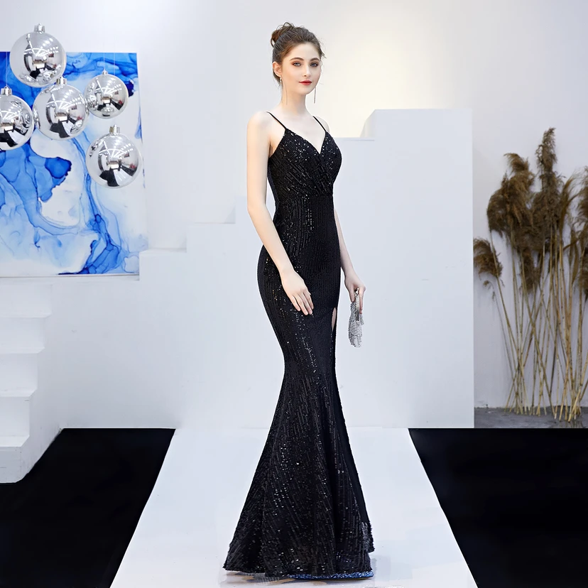 Märchenhaftes, verträumtes Promi-Party-, sexy, langes, schlankes Abendkleid mit Meerjungfrauenschnitt view 45