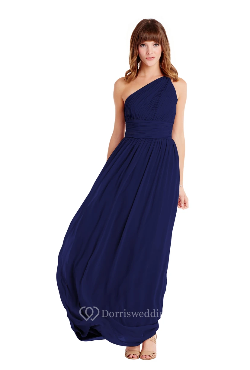 Floor-Length One-Shoulder Ruched Sleeveless Chiffon Muti-Color Convertible Bridesmaid Dress view 6