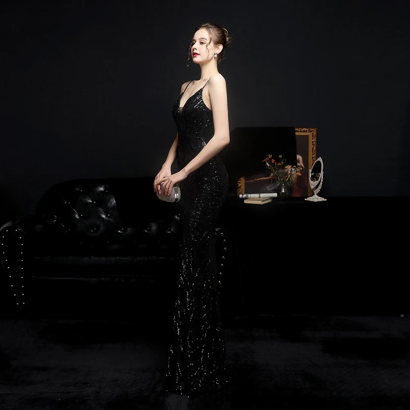 Sequined Fishtail Long Dress Performance Internet Celebrity Event Banquet Car Model Etiquette Evening Dress view 27