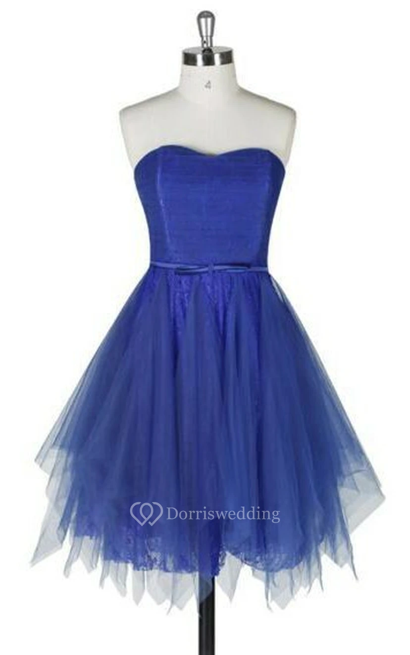 A-line Short Strapless A-line Tulle Dress view 11
