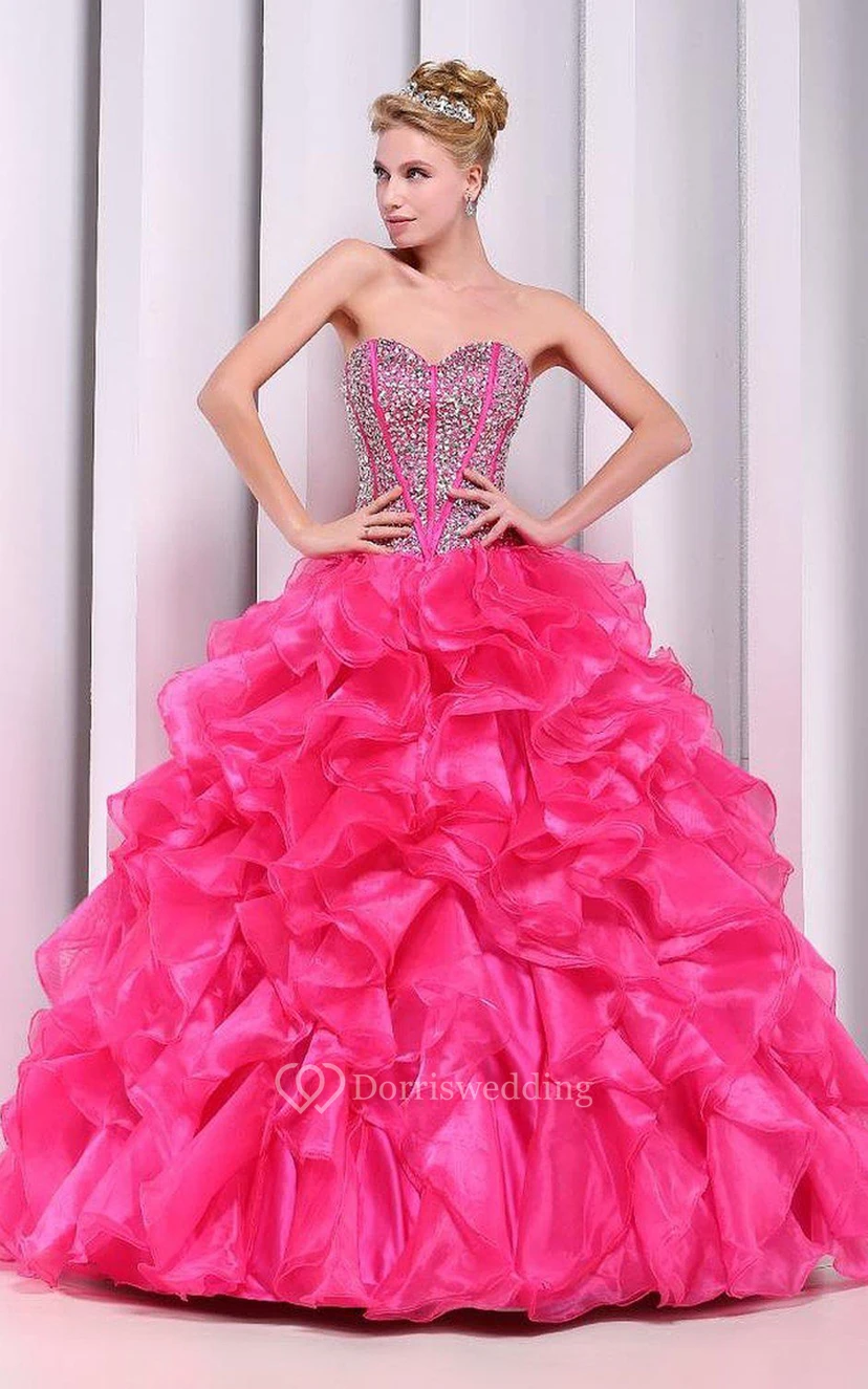 Chic Sweetheart Ball Gown With Ruffles and Beadings view 3