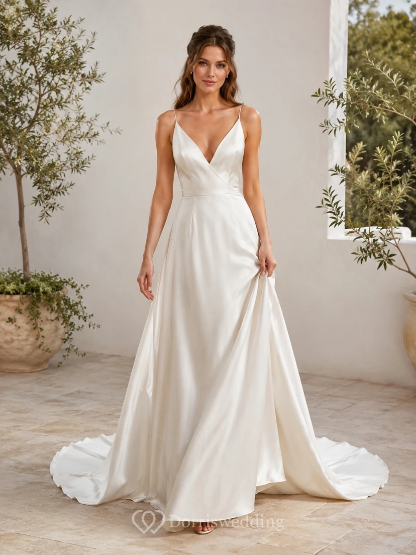 Halter Sheath Draped Sweep Train Bridal Wedding Dress Formal