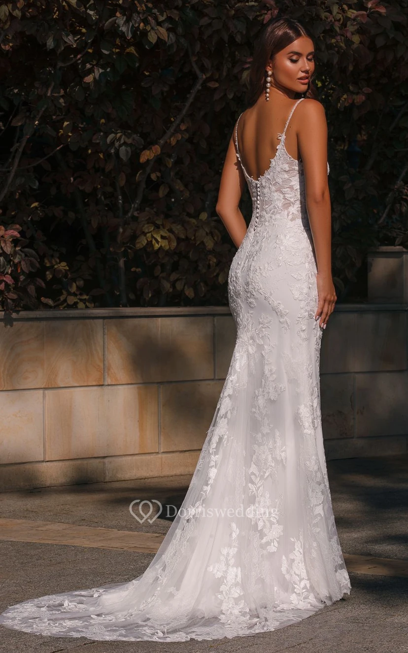 Meerjungfrauen-Chic-Kleid aus Spitze, lässig, figurbetont, sexy, Strandkleid, Hochzeitskleid view 2
