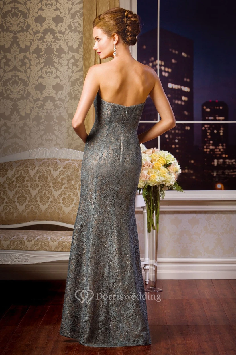 Strapless Lace Gown With 3-4 Sleeved Jacket Style view 2