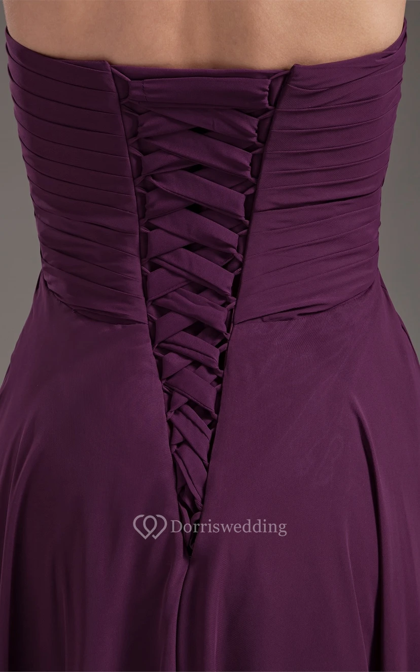 Magnificent Chiffon Satin Pleated Sleeveless Burgundy Bridesmaid Dresses view 8