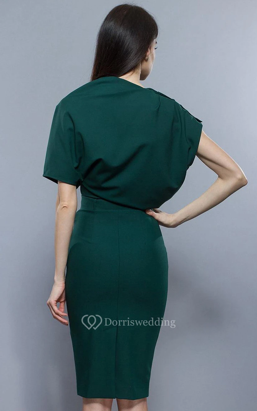 Oversize Top Sheath Jersey Knee Length Dress With Belt view 2