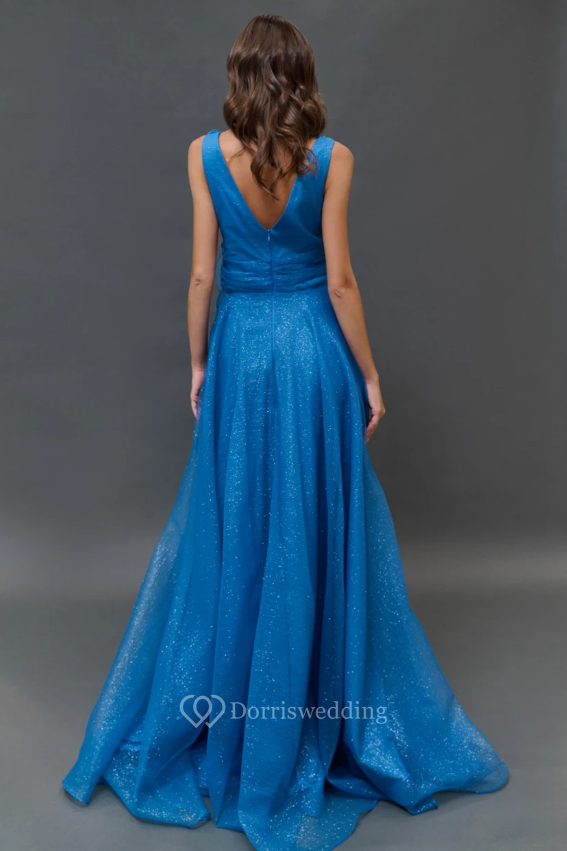 V-neck Sleeveless Empire A-line Drapped Dress view 4