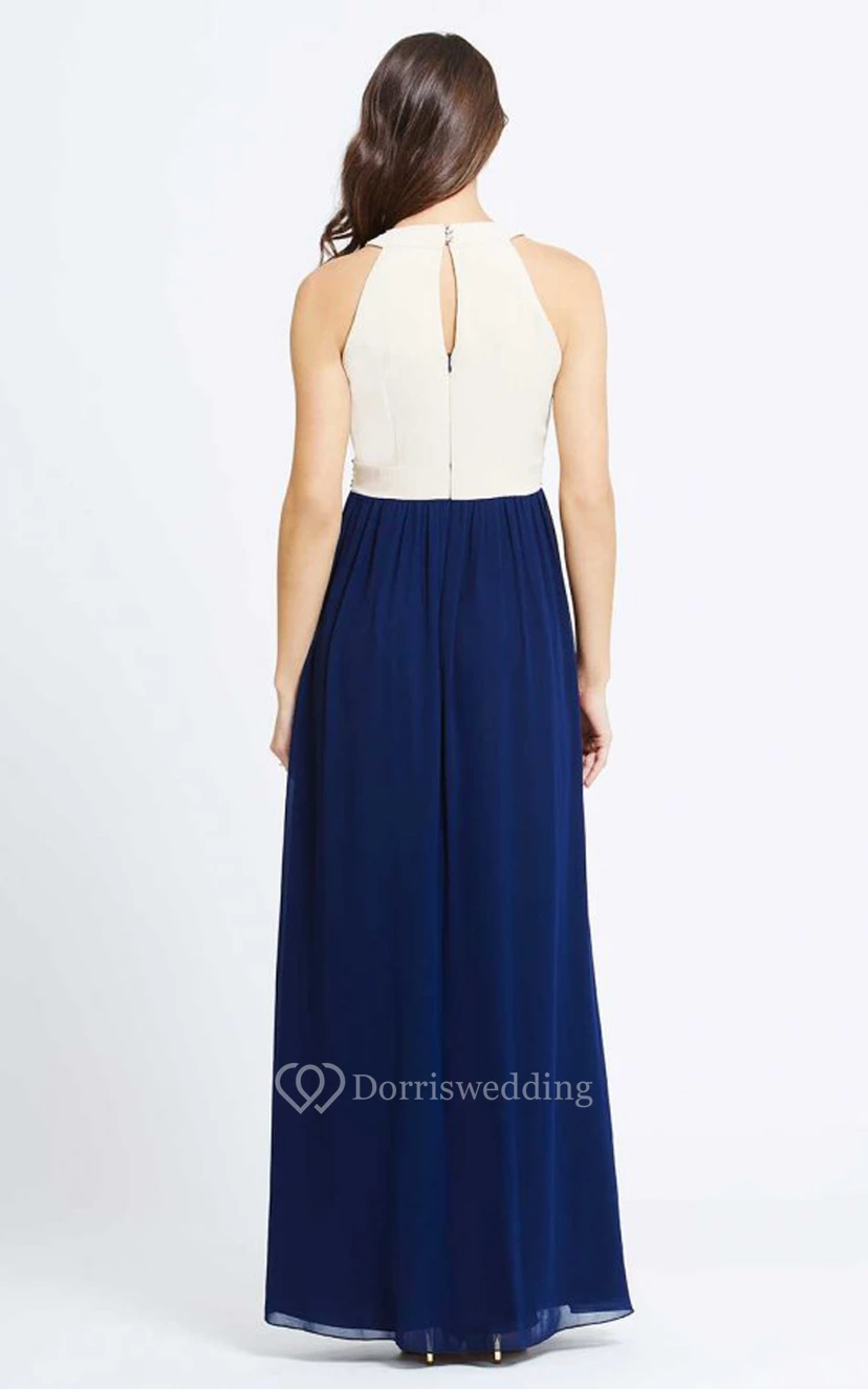 Beading-Neck A-Line Gown With Has Keyholes Beading Sash view 2