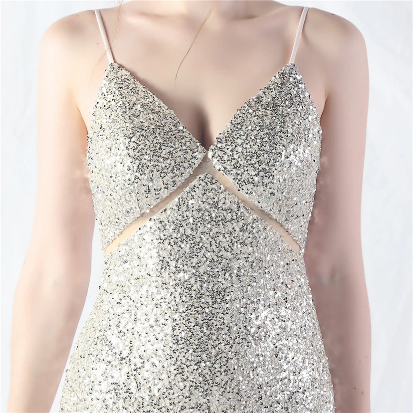 Robe longue trapèze évasée à paillettes, modèle phare du quotidien view 53