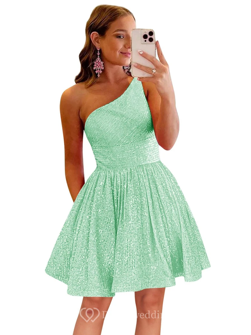 Burgunderfarbenes, einseitig schulterfreies Pailletten-Cocktailkleid view 9