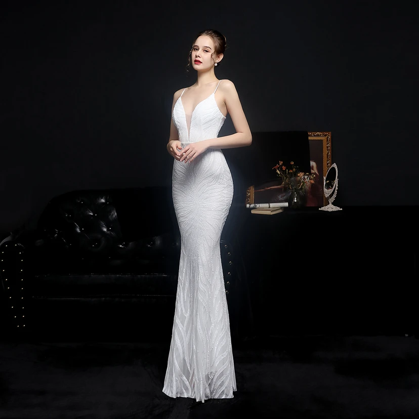 Sequined Fishtail Long Dress Performance Internet Celebrity Event Banquet Car Model Etiquette Evening Dress view 10