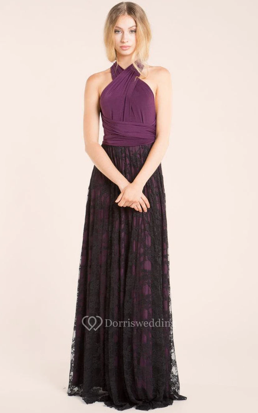 Long Purple Lace Aubergine Lace Long Purple Black Lace Aubergine Eggplant Lace Gown Black Lace Bridesmaid Dress