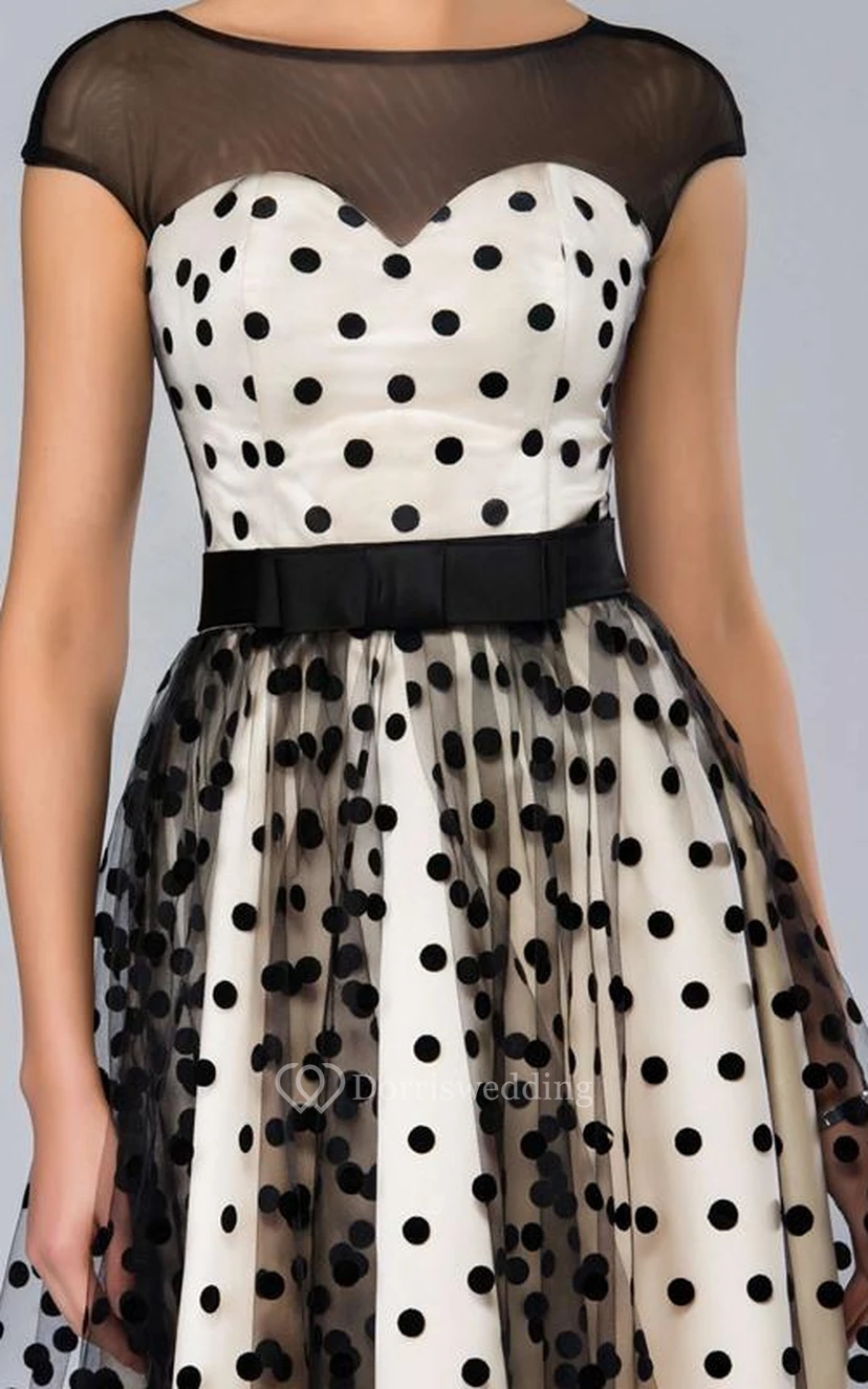 Charming A-Line Bateau Cap Sleeves Knee-Length Prom Dress view 6