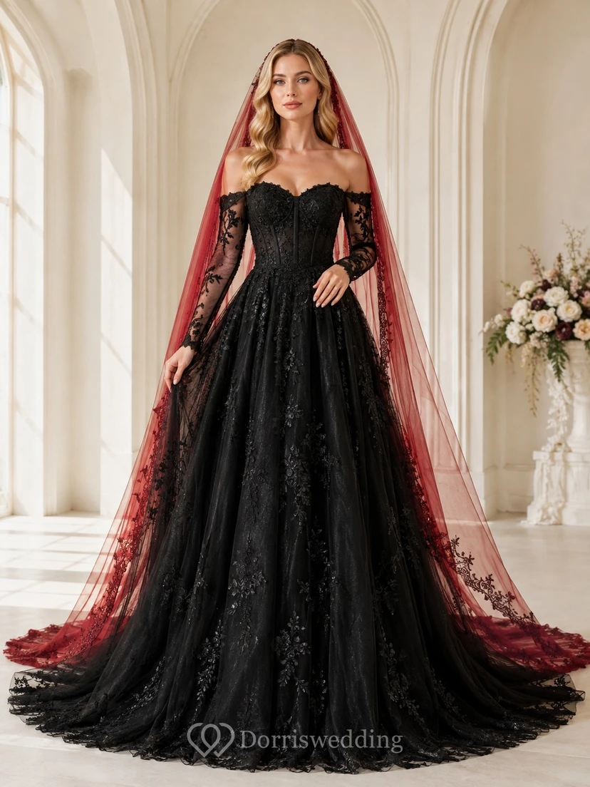 Vestido de novia bohemio, elegante y de manga larga, edición B, corte A, encaje.