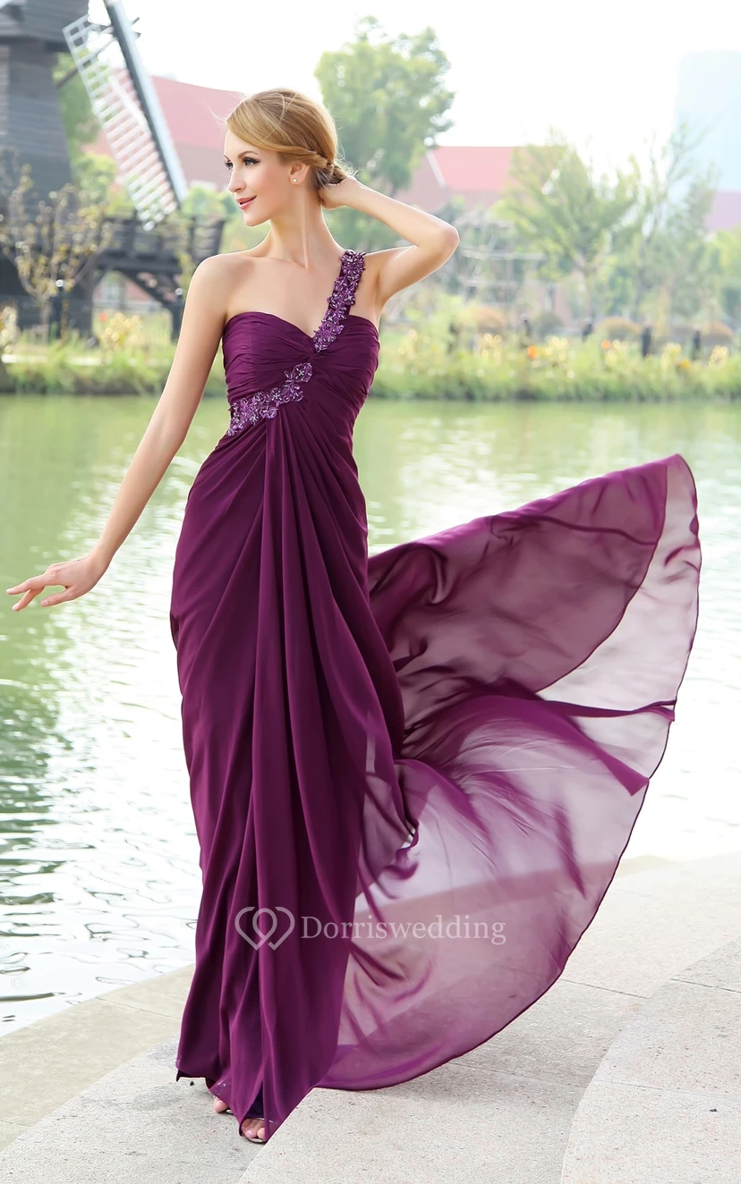 Chiffon Floor-Length Backless Dress With Floral Strap view 2