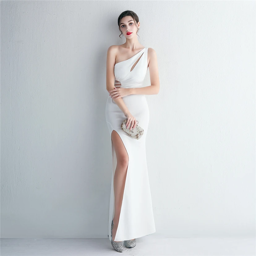 Pressing Beading Craft Toast Dress Long One Shoulder Thank You Banquet Slim Fishtail Skirt Wedding Car Model Exhibition view 5
